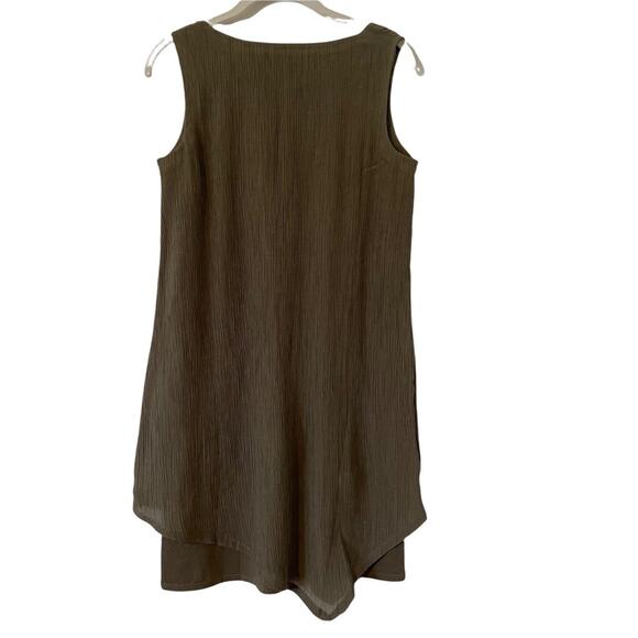 J. Jill Green Pure Jill Olive Asymmetrical Hem Crinkle Dress Lagenlook XS - Picture 4 of 9